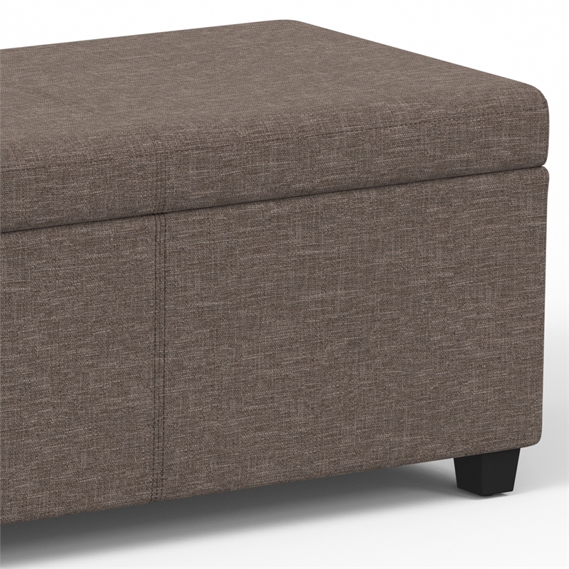 Pemberly Row Contemporary Wood & Fabric Storage Ottoman Bench in Brown