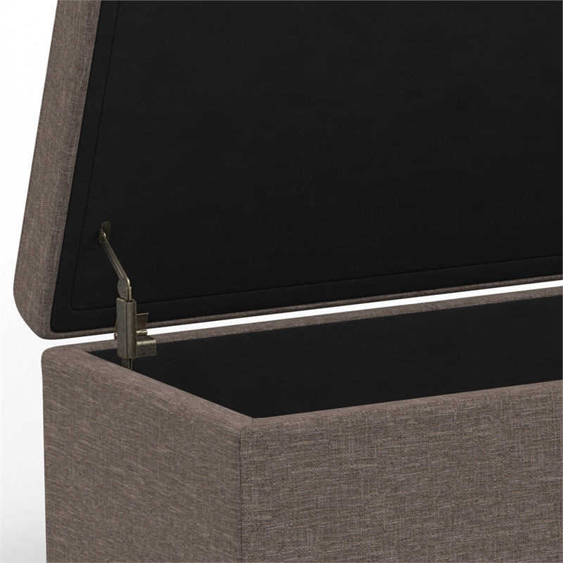 Pemberly Row Contemporary Wood & Fabric Storage Ottoman Bench in Brown