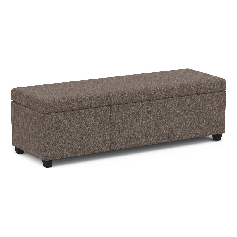 Pemberly Row Contemporary Wood & Fabric Storage Ottoman Bench in Brown