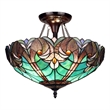 Pemberly Row Modern 2-Light Glass Semi Flush Mount Light in Green