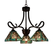 Pemberly Row Mission 3-Light Glass Mini Chandelier in Bronze/Blue