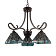 Pemberly Row Mission 3-Light Glass Mini Chandelier in Bronze/Blue