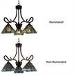 Pemberly Row Mission 3-Light Glass Mini Chandelier in Bronze/Blue
