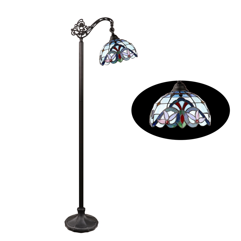 Pemberly Row Modern 1-Light Metal Reading Floor Lamp in Bronze