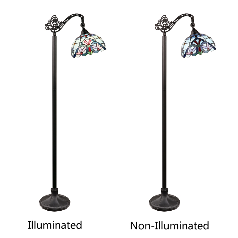 Pemberly Row Modern 1-Light Metal Reading Floor Lamp in Bronze