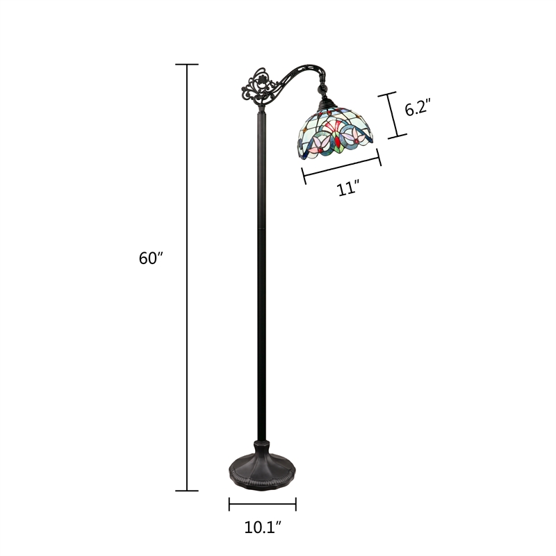 Pemberly Row Modern 1-Light Metal Reading Floor Lamp in Bronze