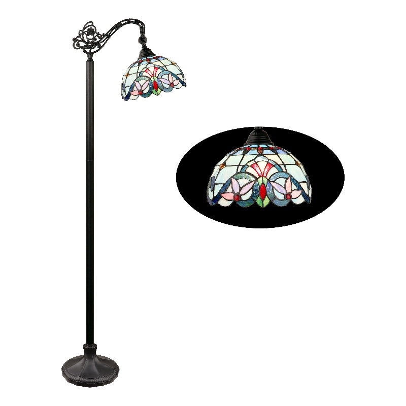 Pemberly Row Modern 1-Light Metal Reading Floor Lamp in Bronze