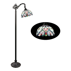 Pemberly Row Modern 1-Light Metal Reading Floor Lamp in Bronze