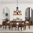 Pemberly Row Modern 5-Light Glass Large Chandelier in Dark Bronze