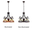 Pemberly Row Modern 5-Light Glass Large Chandelier in Dark Bronze