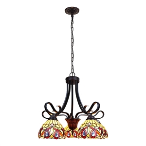 Pemberly Row Modern 5-Light Glass Large Chandelier in Dark Bronze
