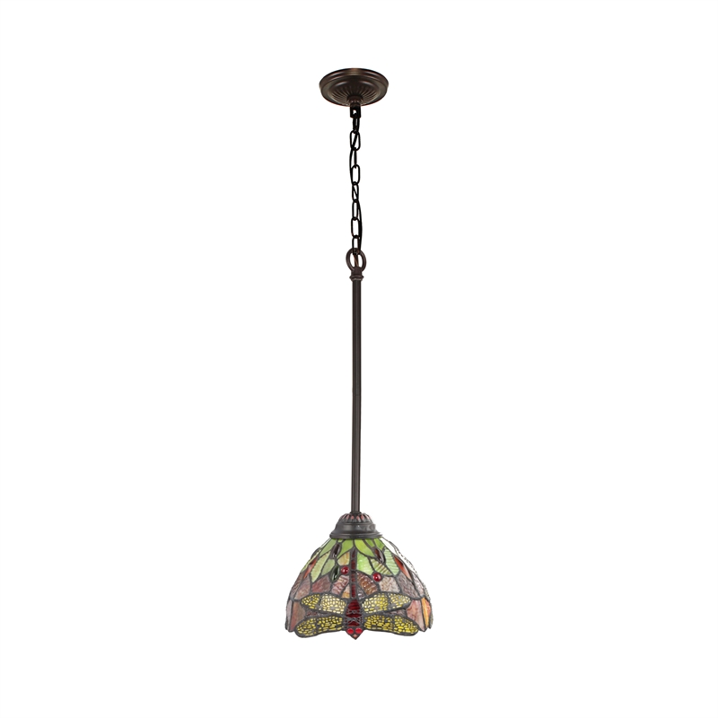 Pemberly Row Dragonfly 1-Light Glass Mini Pendant in Dark Bronze