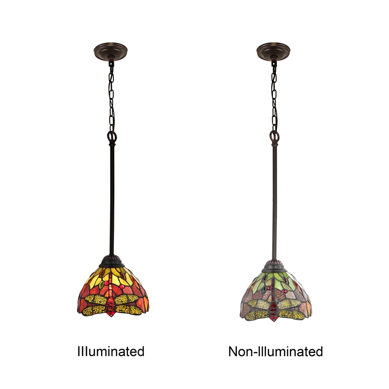Pemberly Row Dragonfly 1-Light Glass Mini Pendant in Dark Bronze