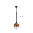 Pemberly Row Dragonfly 1-Light Glass Mini Pendant in Dark Bronze