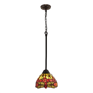 Pemberly Row Dragonfly 1-Light Glass Mini Pendant in Dark Bronze