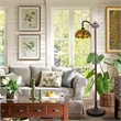 Pemberly Row Dragonfly 1-Light Metal Floor Lamp in Dark Bronze/Red