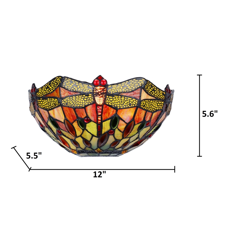 Pemberly Row Dragonfly 1-Light Glass Wall Sconce in Multi-Color