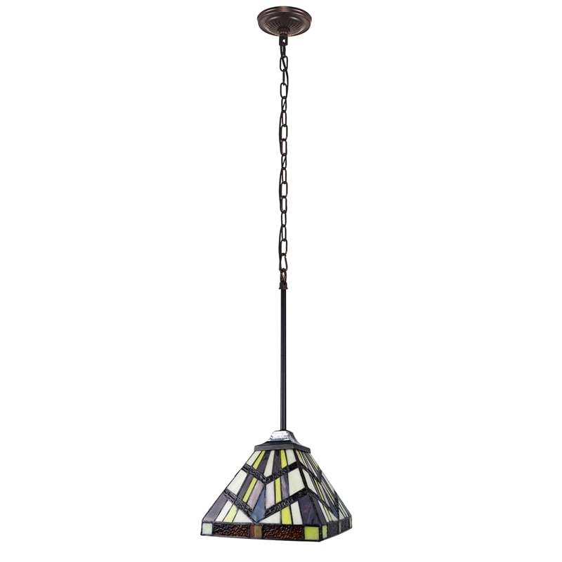 Pemberly Row Mission 1-Light Glass Mini Pendant in Blackish Bronze