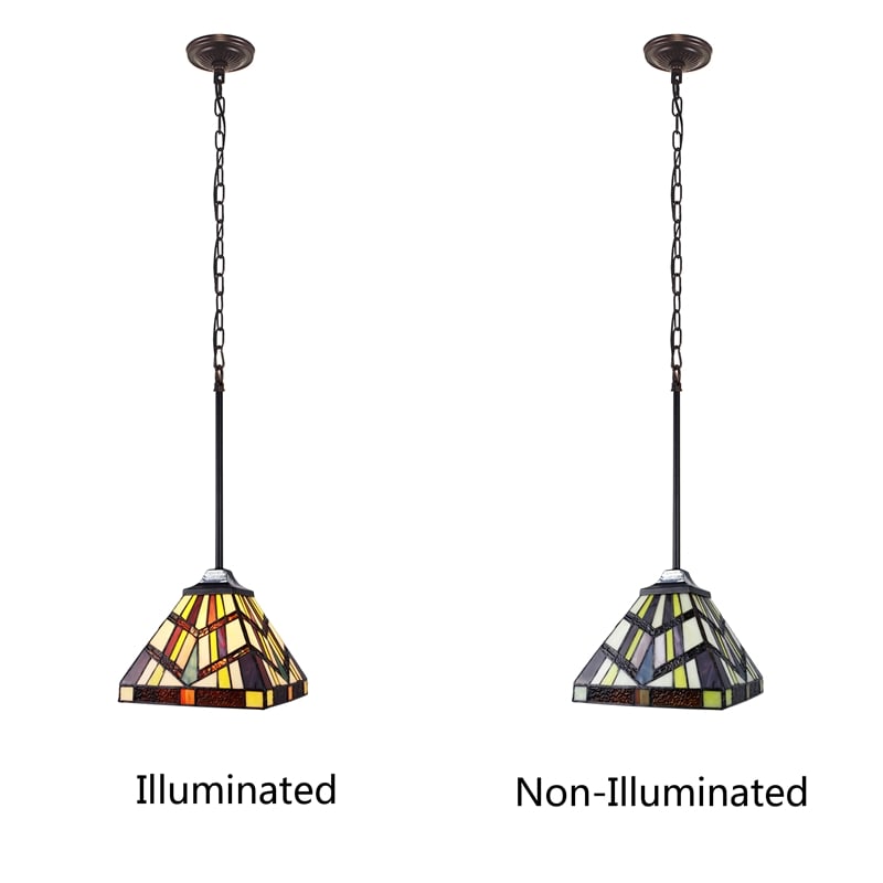Pemberly Row Mission 1-Light Glass Mini Pendant in Blackish Bronze