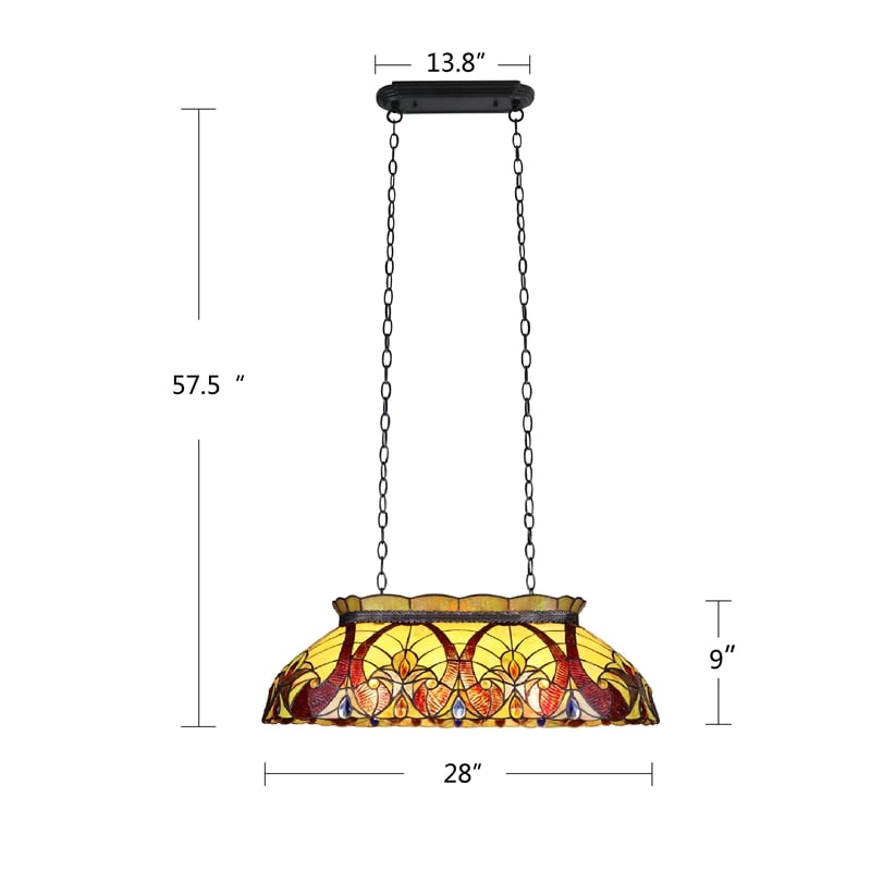 Pemberly Row 3-Light Glass/Iron Island Pendant in Multi-Color