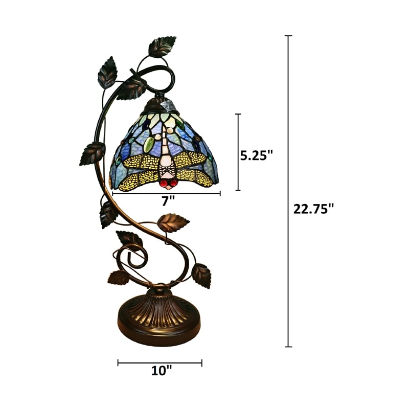 Pemberly Row Dragonfly 1-Light Glass Table Lamp in Multi-Color