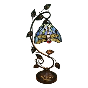 Pemberly Row Dragonfly 1-Light Glass Table Lamp in Multi-Color