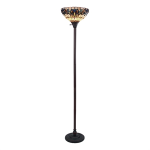 Pemberly Row Modern 1-Light Metal Torchiere Lamp in Dark Bronze