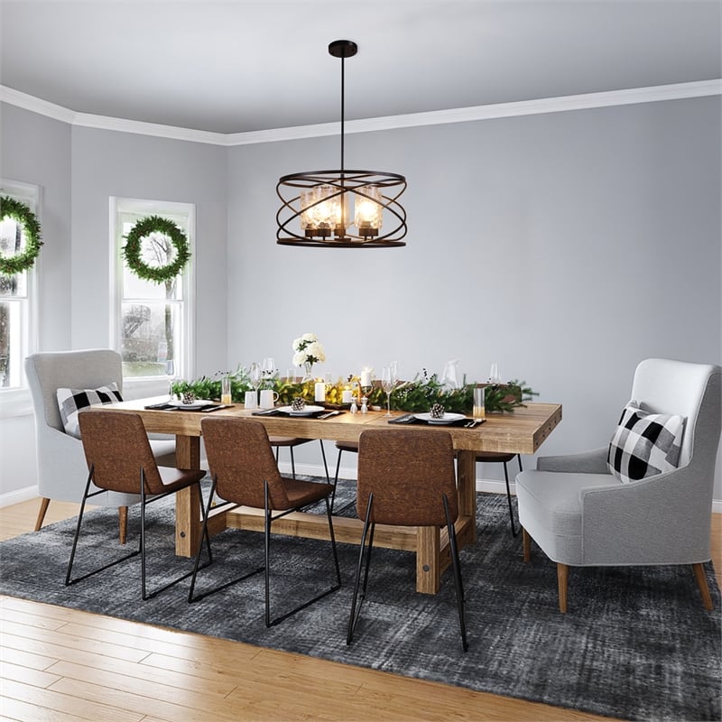 Pemberly Row 5-Light Glass Large Pendant in Oil Rubbed Bronze