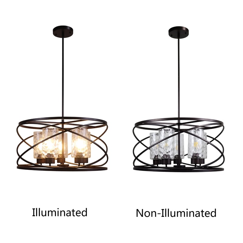 Pemberly Row 5-Light Glass Large Pendant in Oil Rubbed Bronze