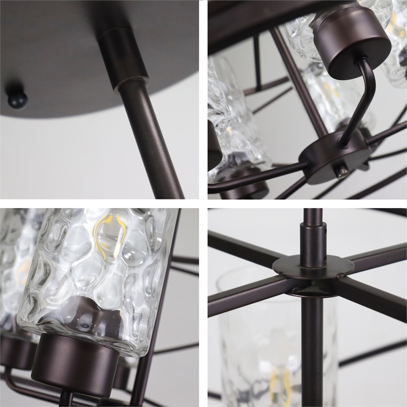 Pemberly Row 5-Light Glass Large Pendant in Oil Rubbed Bronze