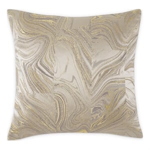 Pemberly Row 19x19&quot Square Contemporary Fabric Accent Pillow in Gold in Set of 2