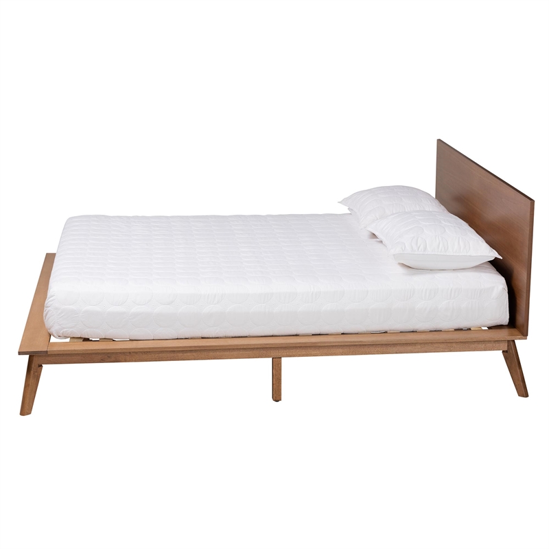 Pemberly Row Modern Wood Queen Size Platform Bed in Walnut Brown