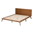 Pemberly Row Modern Wood Queen Size Platform Bed in Walnut Brown