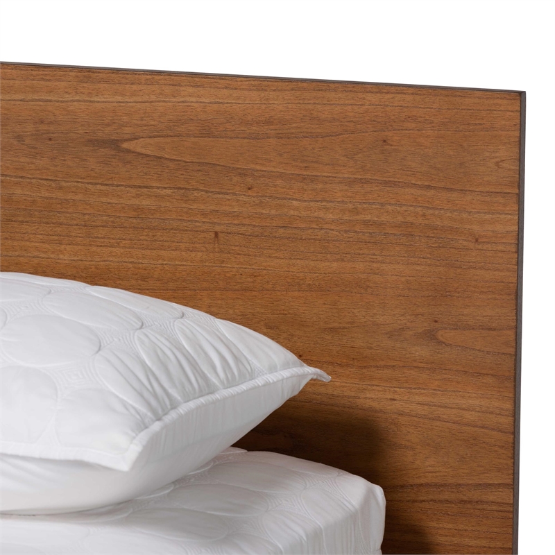 Pemberly Row Modern Wood Queen Size Platform Bed in Walnut Brown