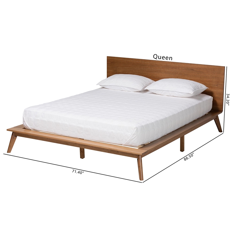 Pemberly Row Modern Wood Queen Size Platform Bed in Walnut Brown