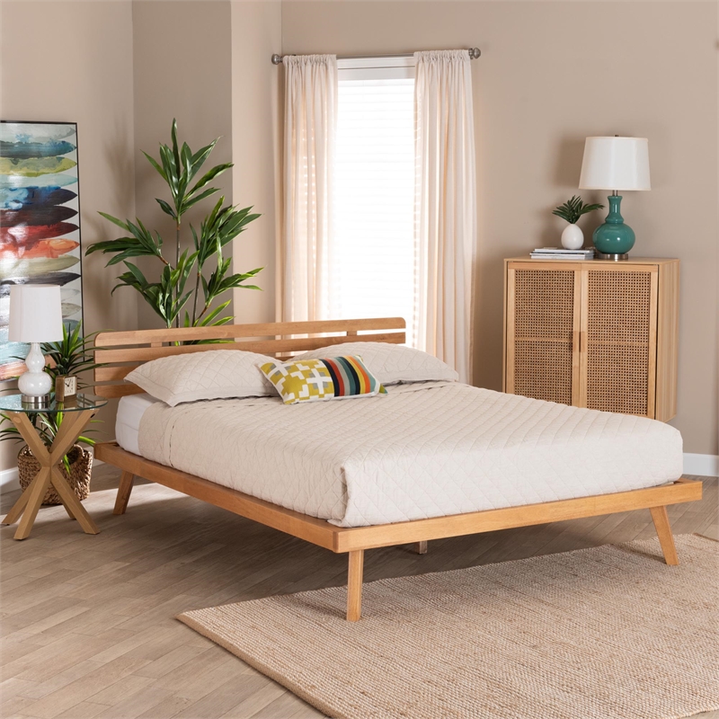 Pemberly Row Modern Wood Queen Size Platform Bed in Rustic Brown
