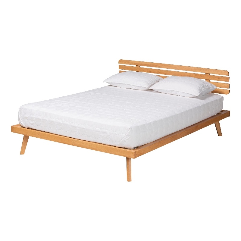 Pemberly Row Modern Wood Queen Size Platform Bed in Rustic Brown