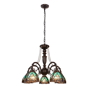 Pemberly Row Modern 5-Light Glass Large Chandelier in Multi-Color