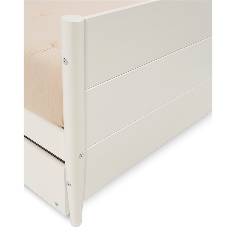 Pemberly Row Mid-Century Wood Twin Size Daybed with Twin Trundle in White
