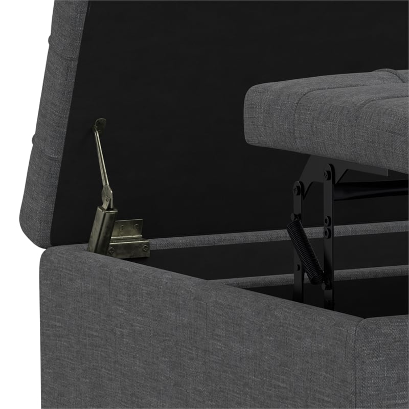 Pemberly Row Square Transitional Wood Storage Ottoman in Slate Gray
