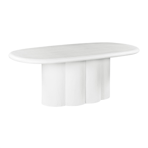 Pemberly Row Oval Faux Plaster & Stone Dining Table in White