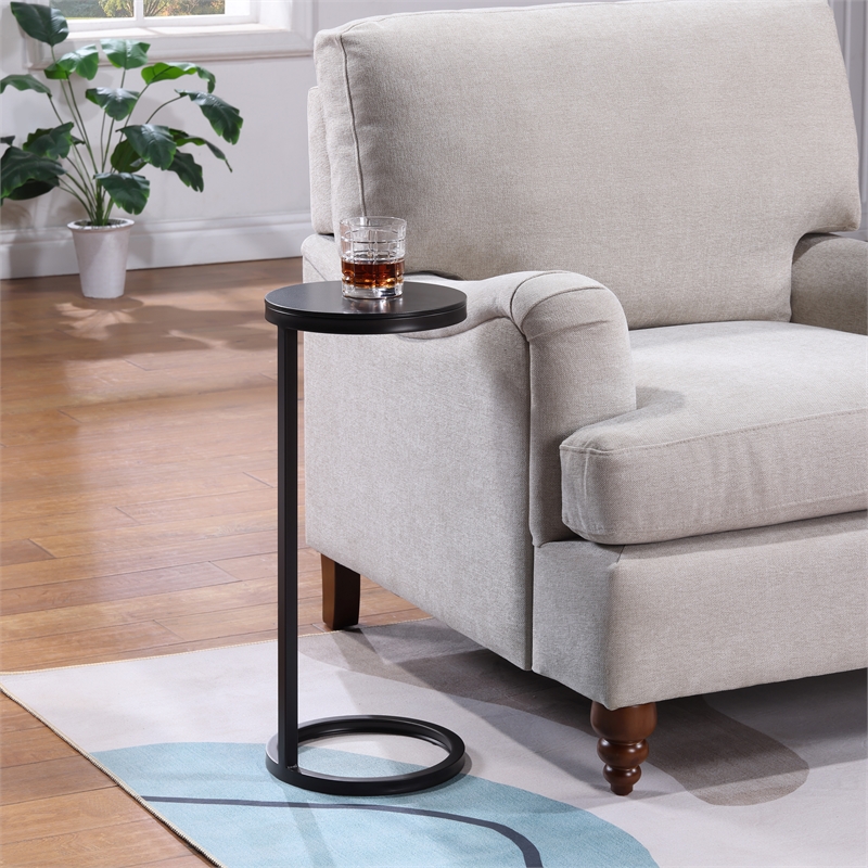 Pemberly Row Round Modern Metal Accent Table in Antique Bronze
