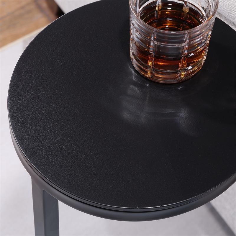 Pemberly Row Round Modern Metal Accent Table in Antique Bronze