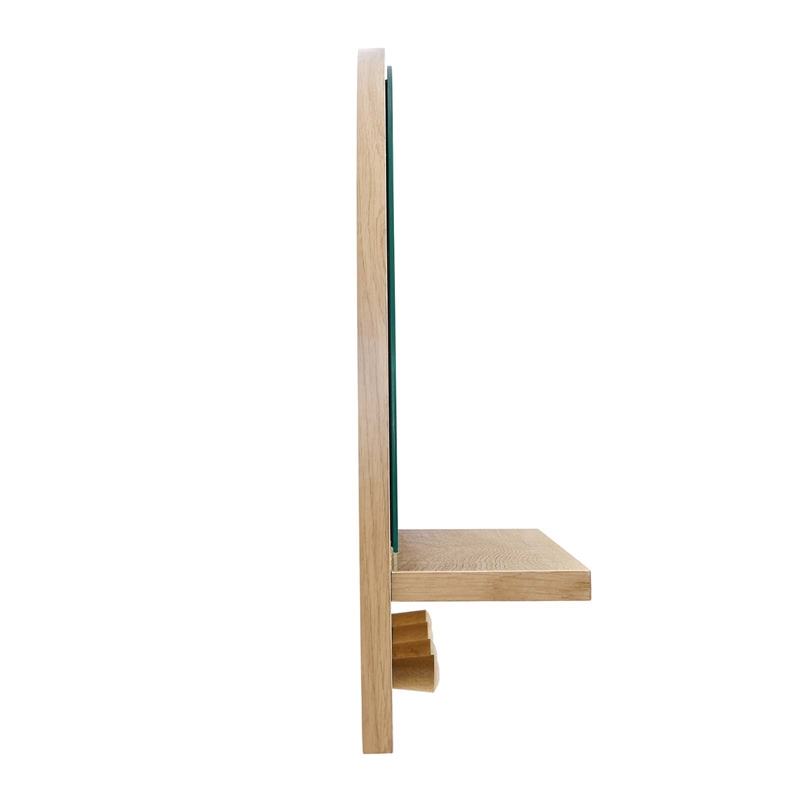 Pemberly Row Moonbeam Arched Wood Mirror with Four Hanging Pegs in Oak