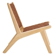 Pemberly Row Woven Leather & Wood Accent Lounge Chair in Brown/Natural