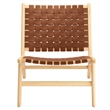 Pemberly Row Woven Leather & Wood Accent Lounge Chair in Brown/Natural