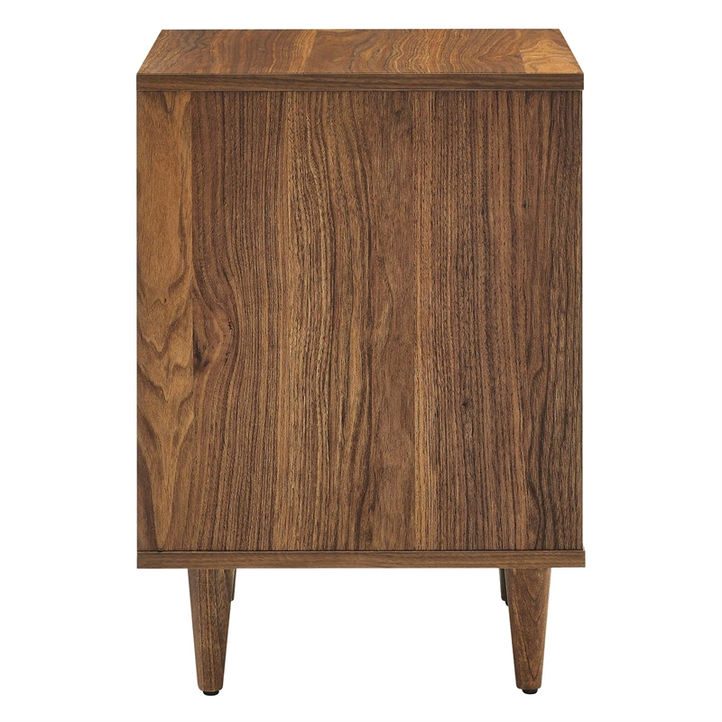 Pemberly Row 2-Drawer Wood Nightstand with Tapered Legs in Walnut