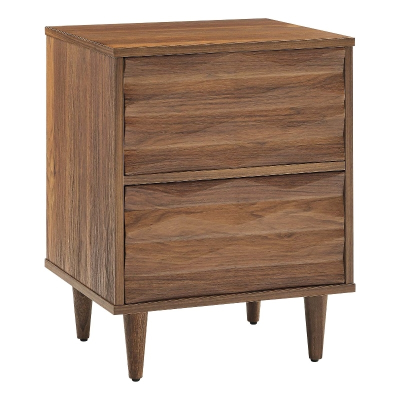 Pemberly Row 2-Drawer Wood Nightstand with Tapered Legs in Walnut
