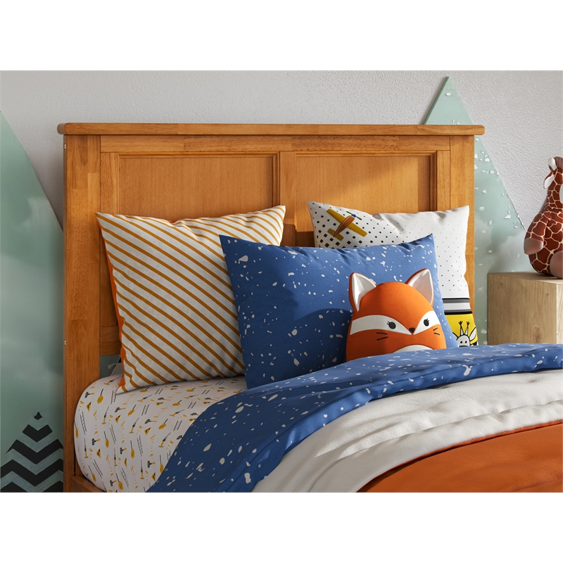 Pemberly Row Madison Twin Solid Wood Panel Headboard in Light Toffee
