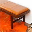 Pemberly Row Mid-Century Modern Upholstered Leather Bench in Tan
